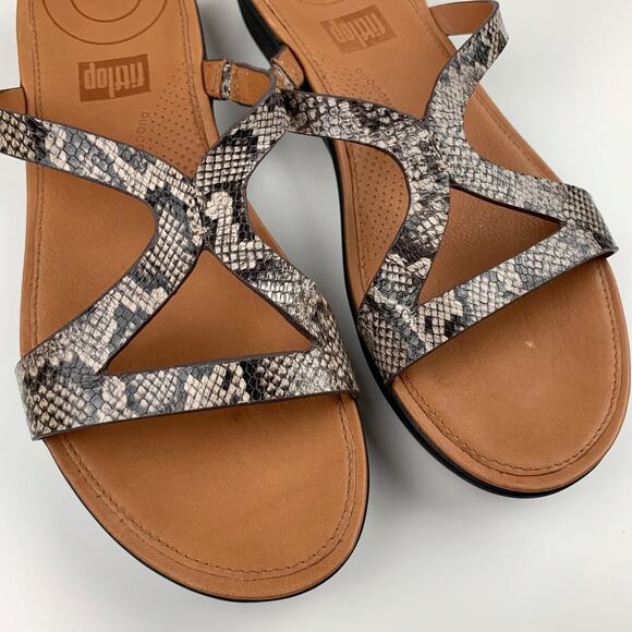 FitFlop Strata Slide Sandals Snake Effect Leather Slip On Women's 7 - Picture 3 of 9